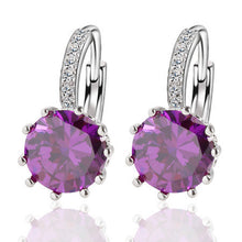 Silver Color Crystal Earrings - 10 Colors Availible