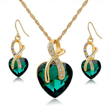 Crystal Heart Set. Necklace and Earings.