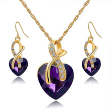 Crystal Heart Set. Necklace and Earings.